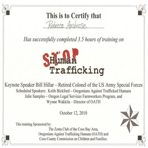 Stop Human Trafficking Completion Certificate | PPT