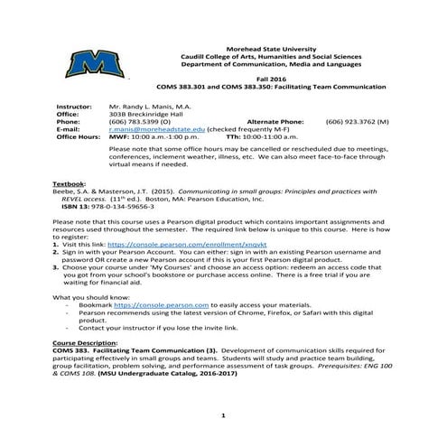 COMS 383 FA16 Syllabus | PDF