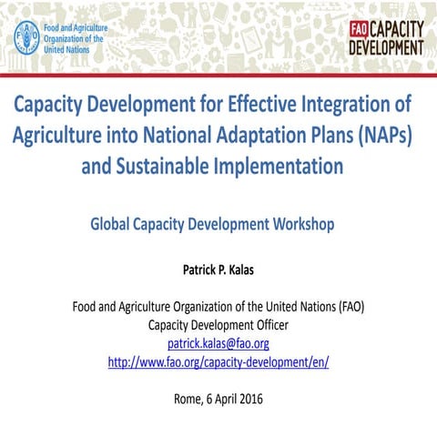 Capacity Development for Effective Integration of Agriculture into National A...
