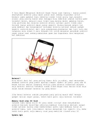 4 cara ampuh mengatasi android cepat panas saat gaming