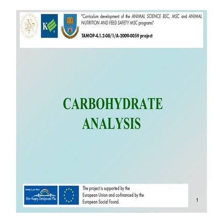Carbohydrate Analysis simple starch and fiber