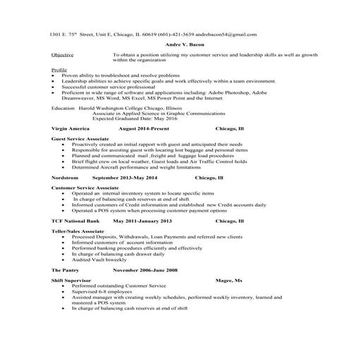 Resume for Andre