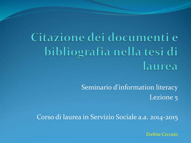La citazione dei documenti e la com...