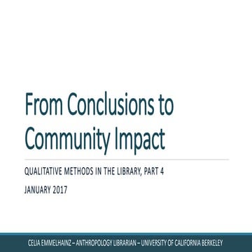 From Conclusions to Community Impact
