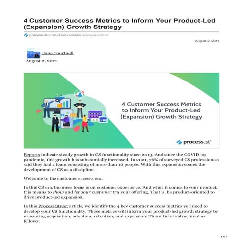 4 Customer Success Metrics to Inform Your Product-Led (Expansion) Growth Stra...