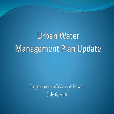 Urban Water Management Plan Update