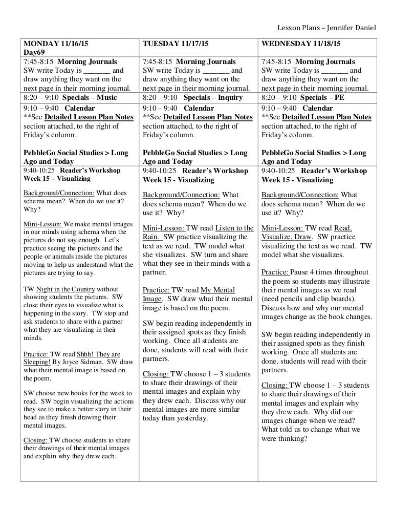 Kindergarten Lesson Plan Example