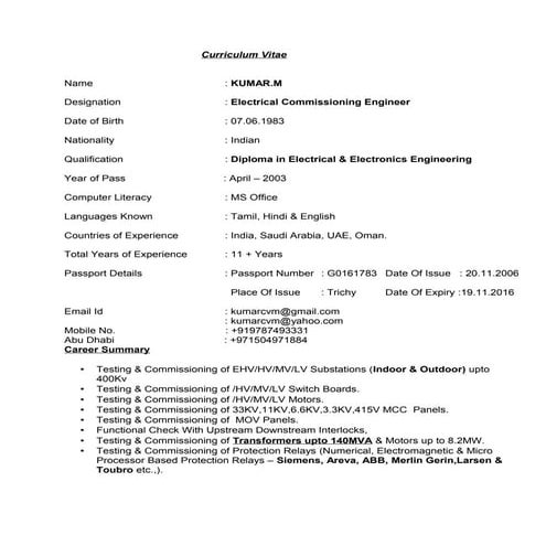 Kumar RESUME