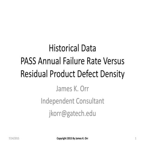 Annual PASS Failures Vs Known Product DRs J.K.Orr 2015-07-14 | PPT