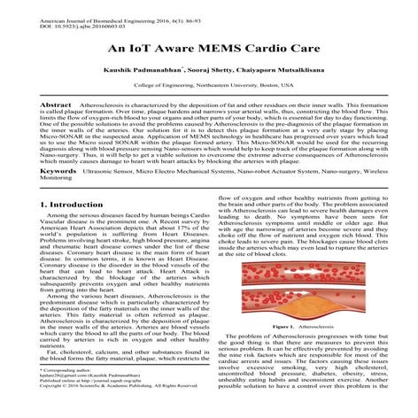An IoT Aware MEMS Cardio Care
