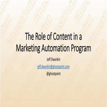 The role of Content in a Marketing Automation program | PDF
