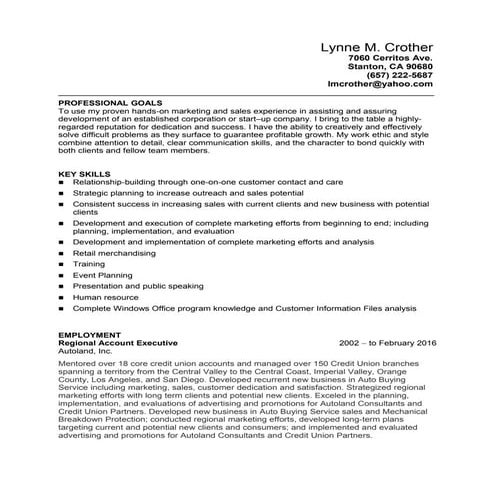 Lynne Crother - Resume 2016 #3