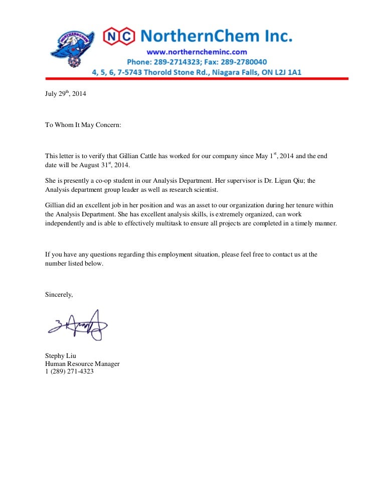 Northernchem Reference Letter