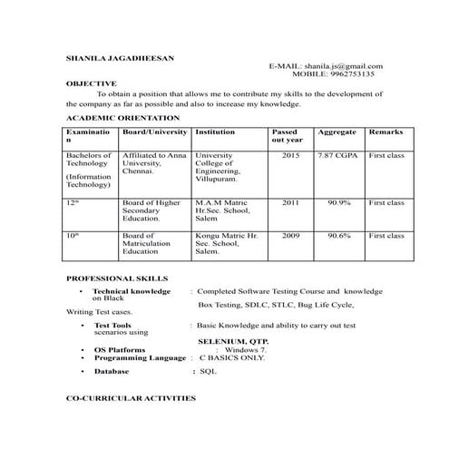 Shanilaresume | PDF