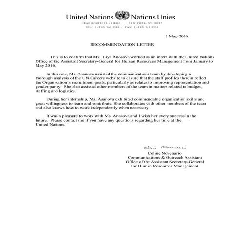 Letter of Recommendation from UN | PDF