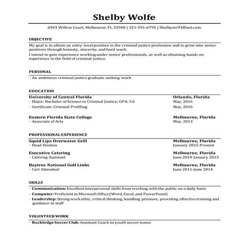 Shelby resume
