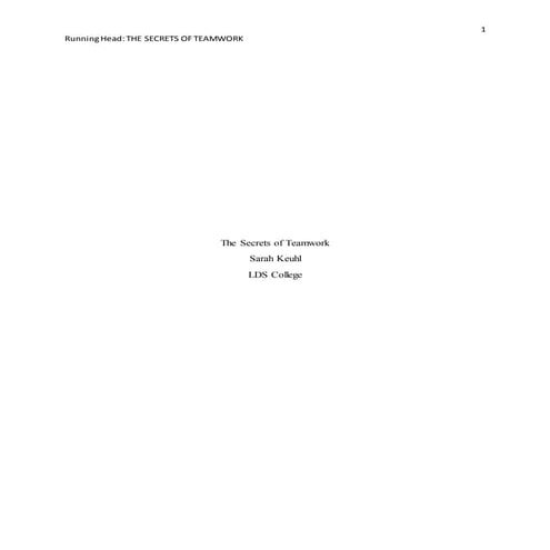 THE SECRETS OF TEAMWORK