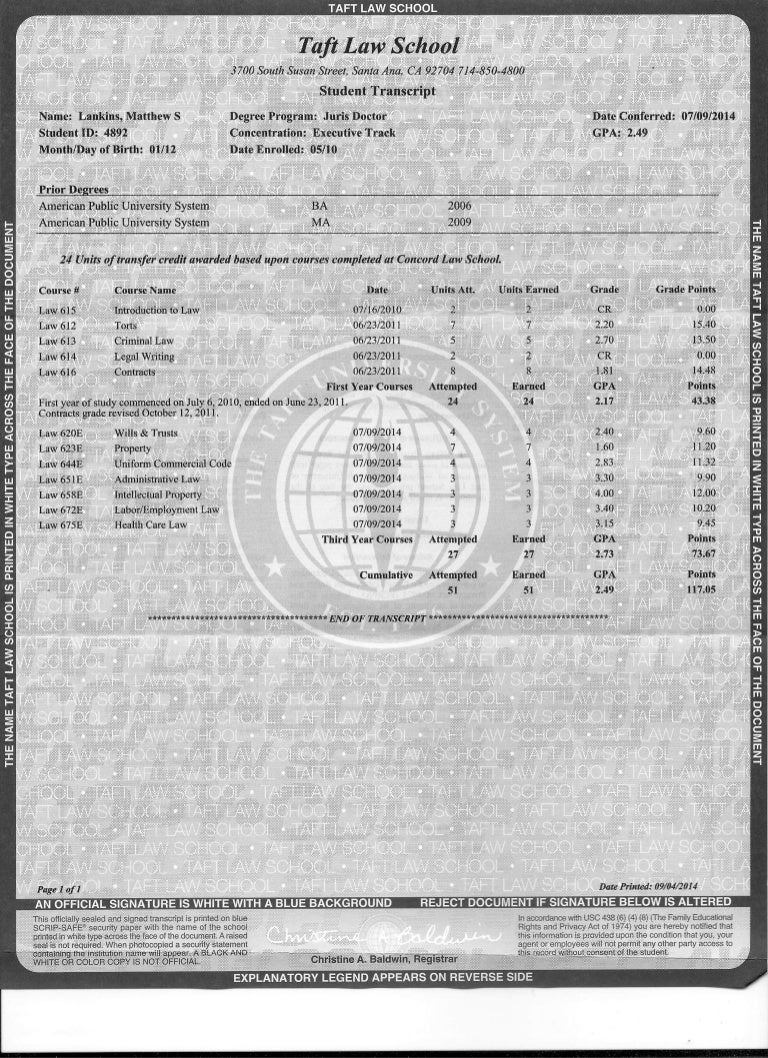 send transcripts to ccaf