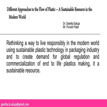 Plastic a sustianable resource