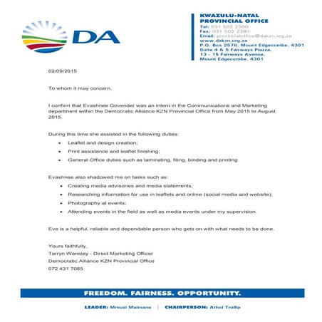Reference from the Democratic Alliance PDF