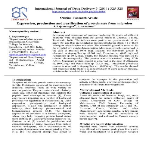 31.Expression, production and purification of proteinases from microbes