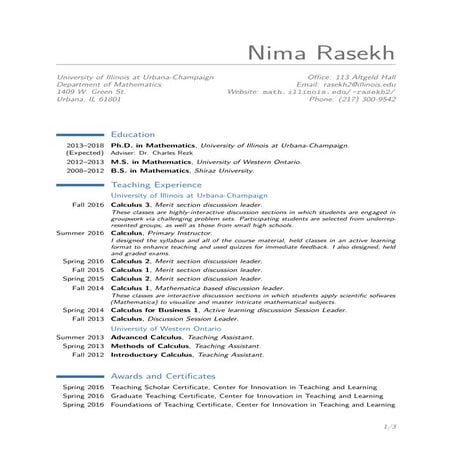 CV, Nima Rasekh