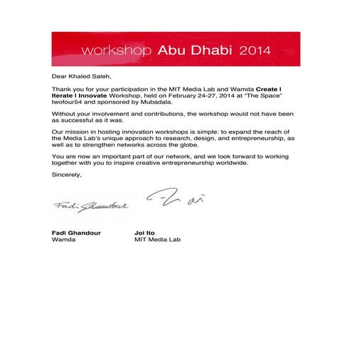 Khaled Saleh Letter of Participation