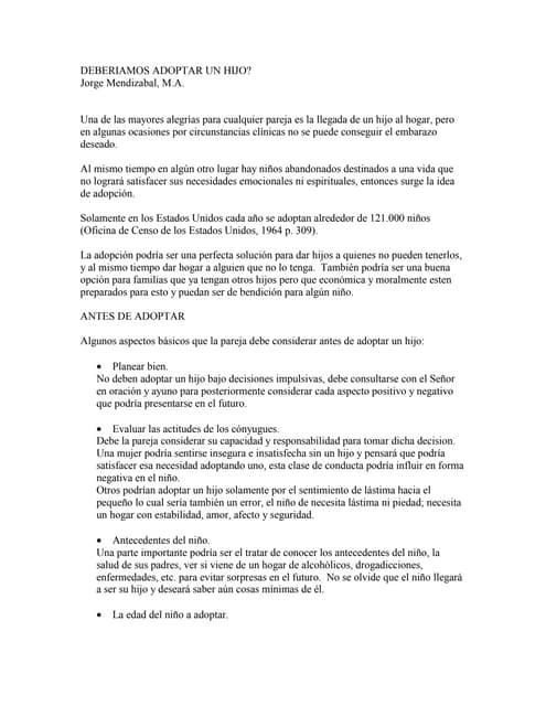 4 Deberiamos Adoptar Un Hijo