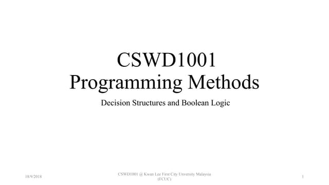 4 Decision Structures and Boolean Logic | PPT