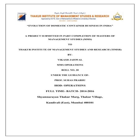 Evolution of Domestic Container Business