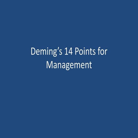 Deming’s 14 Points for Management
