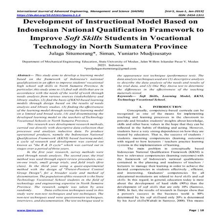 Development of Instructional Model Based on Indonesian National Qualification...