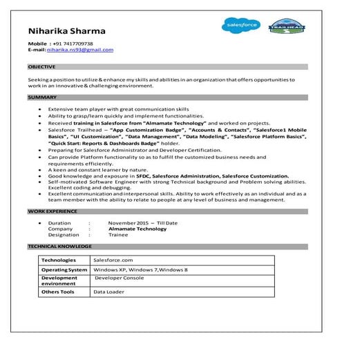 Final Salesforce Resume Niharika Sharma