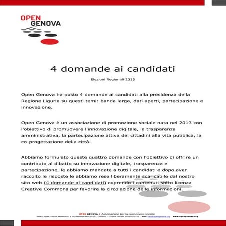 4 domande ai candidati alla presidenza Regione LIguria
