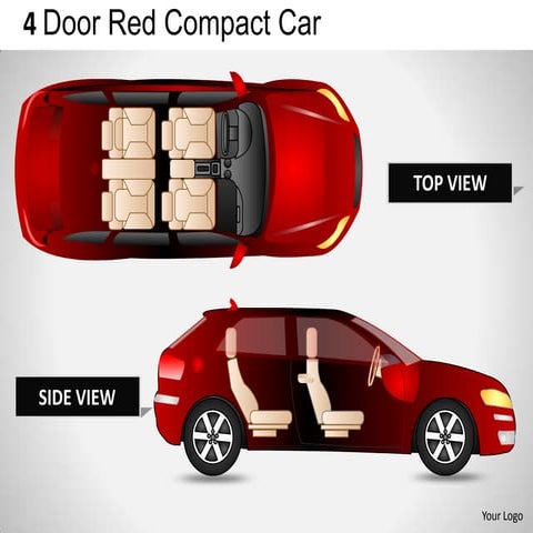 4 door red car side view powerpoint presentation templates