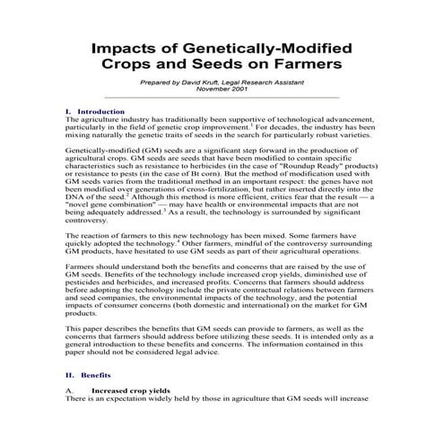 Impacts of genetically modified crops and seeds | PDF