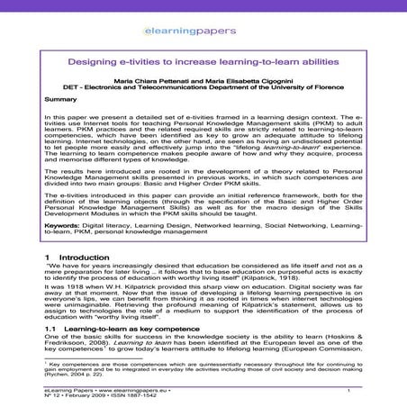 Designing e-tivities to increase learning-to-learn abilities