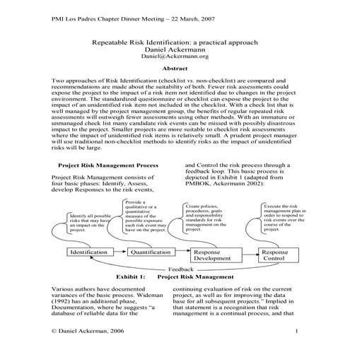 Repeatable Risk Identification - Paper
