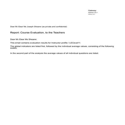 Course Evaluation Report Sample | PDF