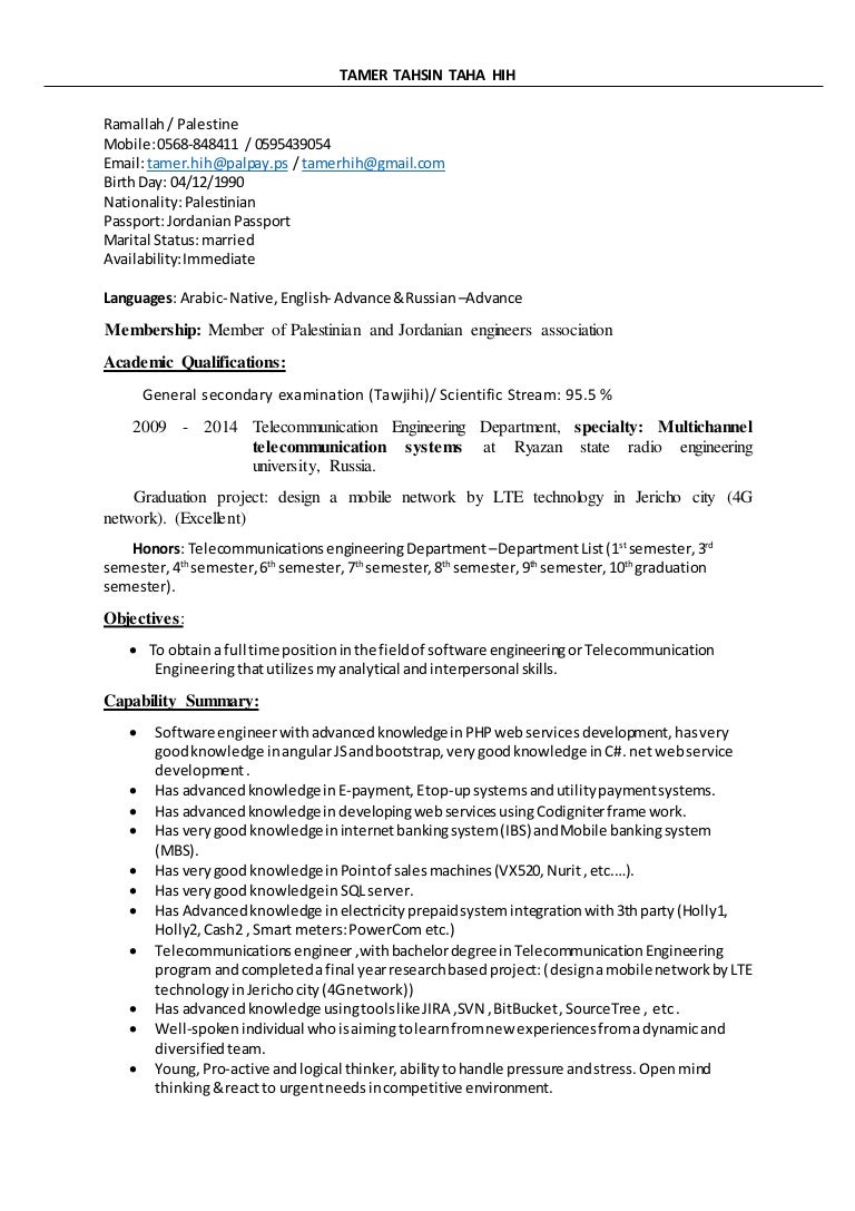 Tamer.Hih CV