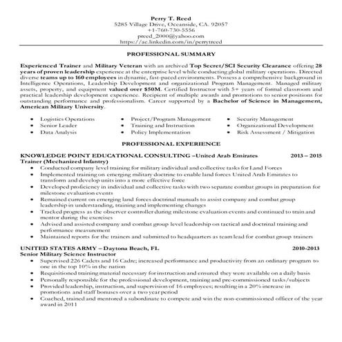Perry T. Reed Resume