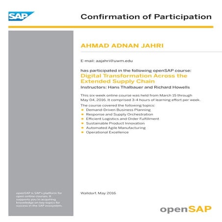 Digital Transformation across the Extended Supply Chain