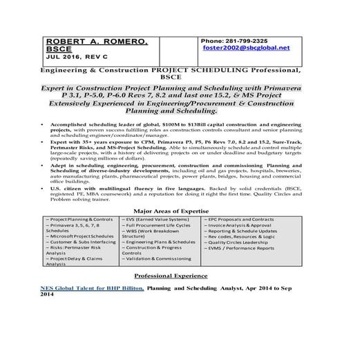 A2) CV - July 2016 incl. EXXON & NES-BHP 