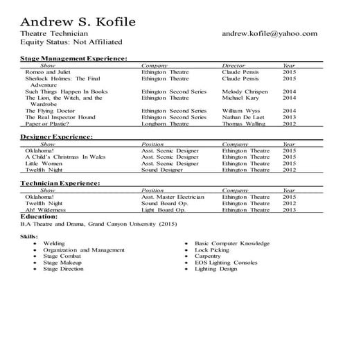 Technical Resume No References