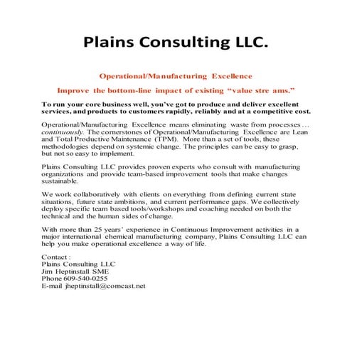 Plains Consulting LLC Intro and Capabilities R3