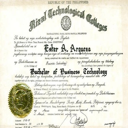 Ester - Bachelor's degree Diploma
