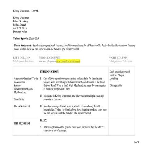 policy speech outline