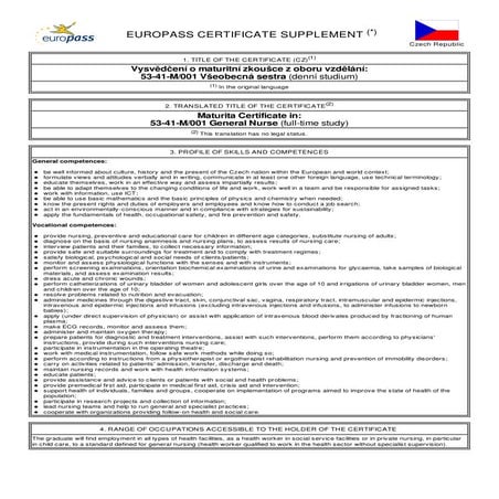 A-level certificate in Gereral Nursing