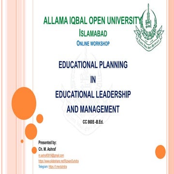 EDUCATIONAL PLANNING  IN EDUCATIONAL LEADERSHIP AND MANAGEMENT