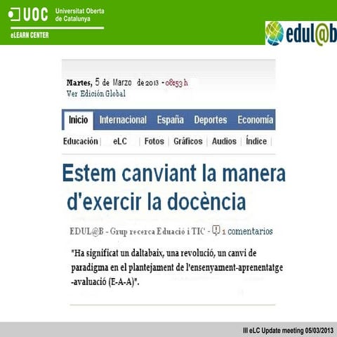 Presentació Edul@b. III Jornada de Membres eLC. 5 març 2013